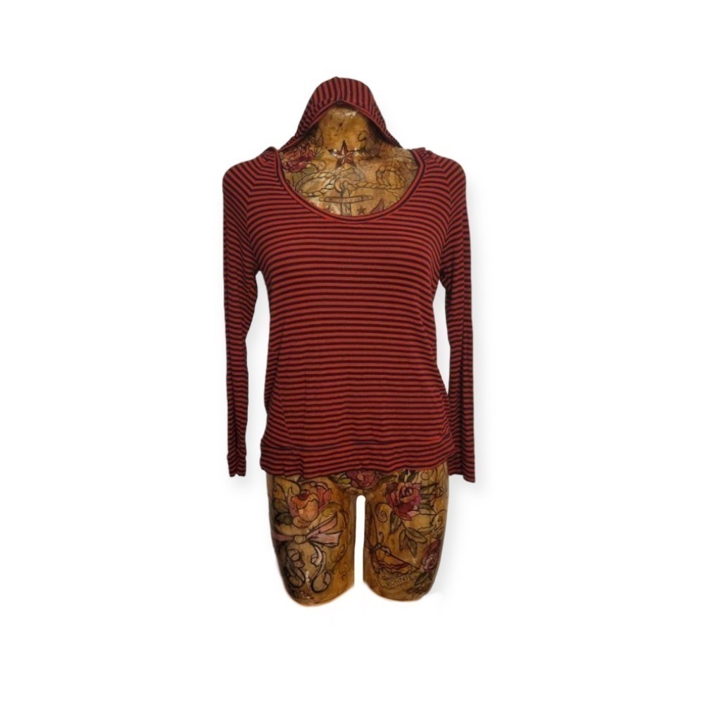 Splendid top hoodie striped red blue long sleeve Small